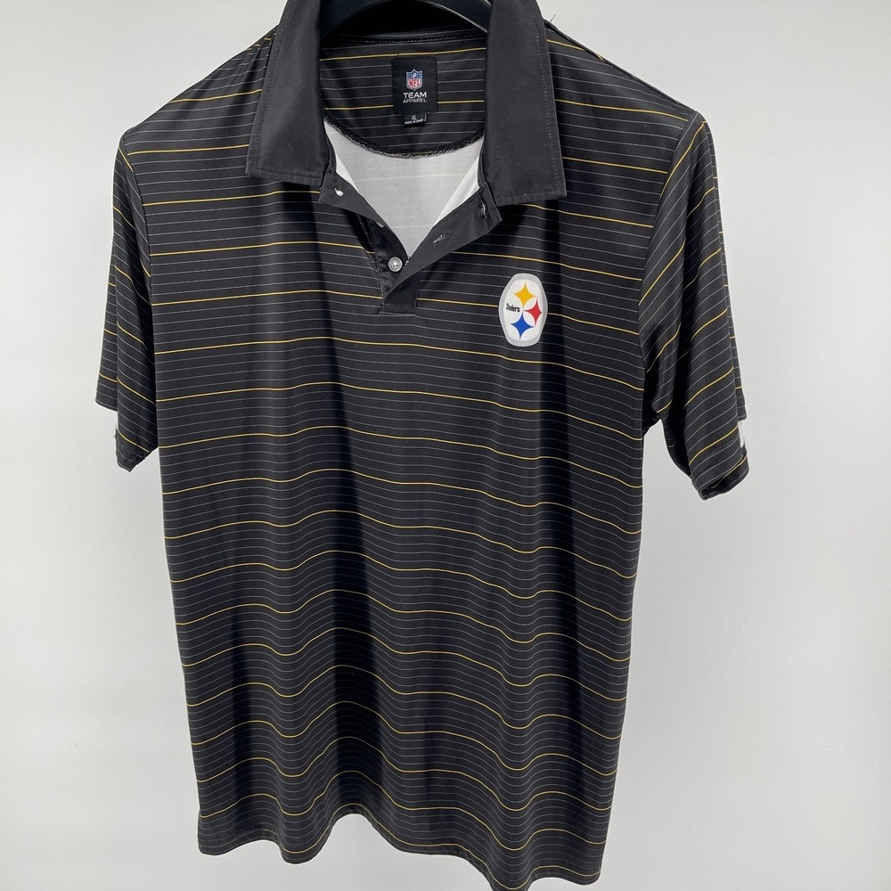 Pitsburg Stealers NFL Team Polo‎ Shirt Mens XL Black Striped